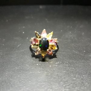 Black Opal and Tourmaline Ring D10)
